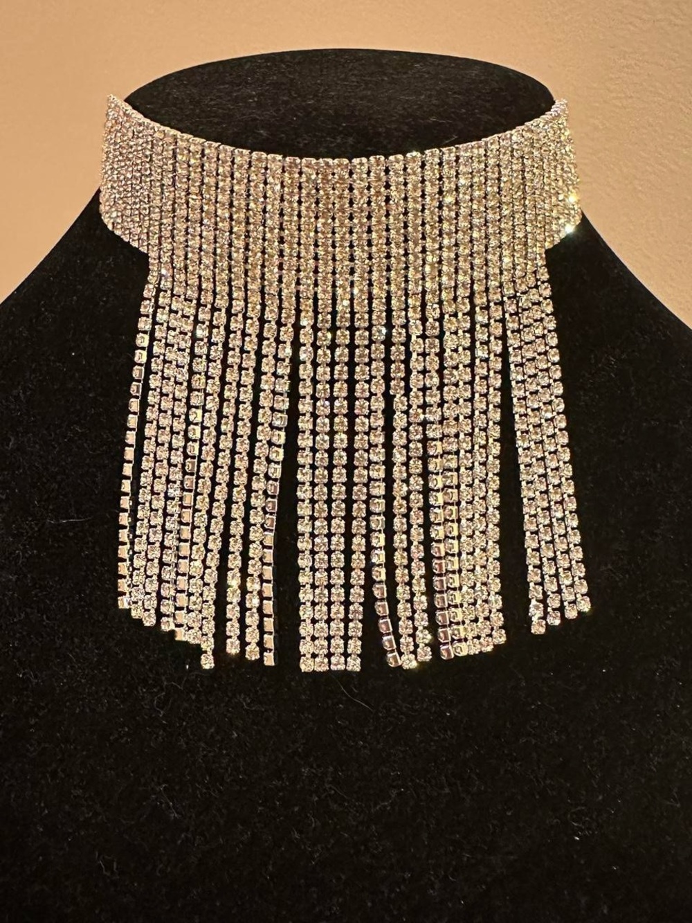 Elegant rhinestone bling choker necklace.